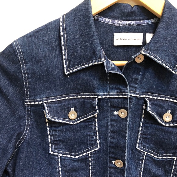 Blue Denim Jacket w/ White Trim Alfred Dunner - Picture 2 of 9